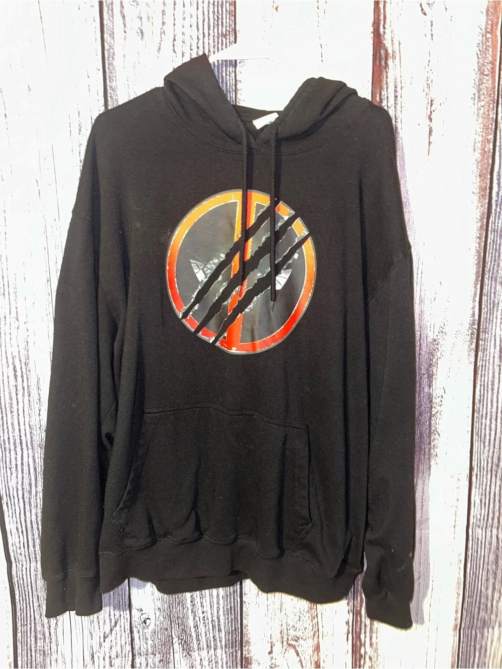 Marvel Deadpool Wolverine Best Bubs Patch Logo Black Hoodie Sweatshirt 2XL